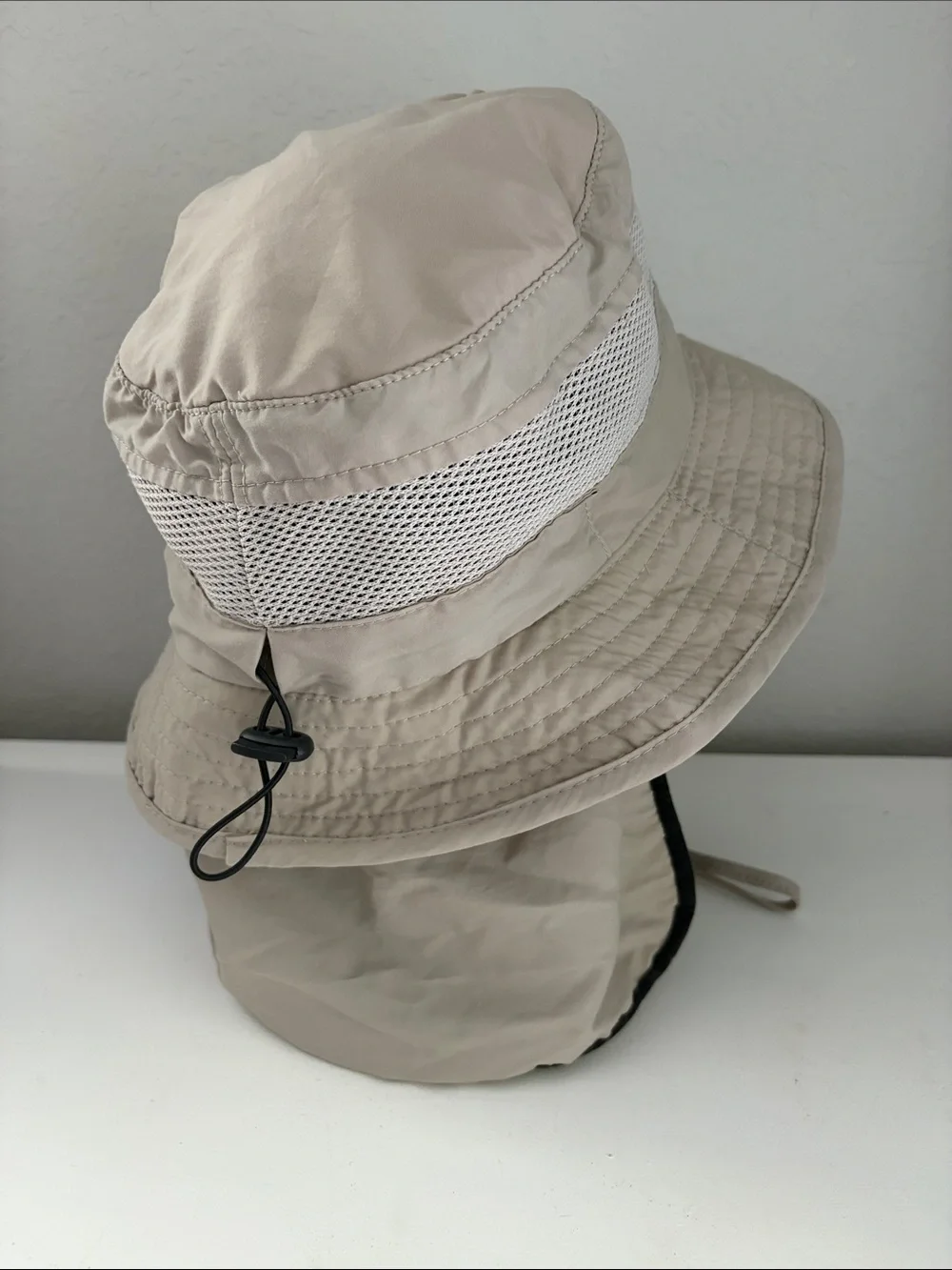 Kids Sun Hat with Neck Flap - Beige